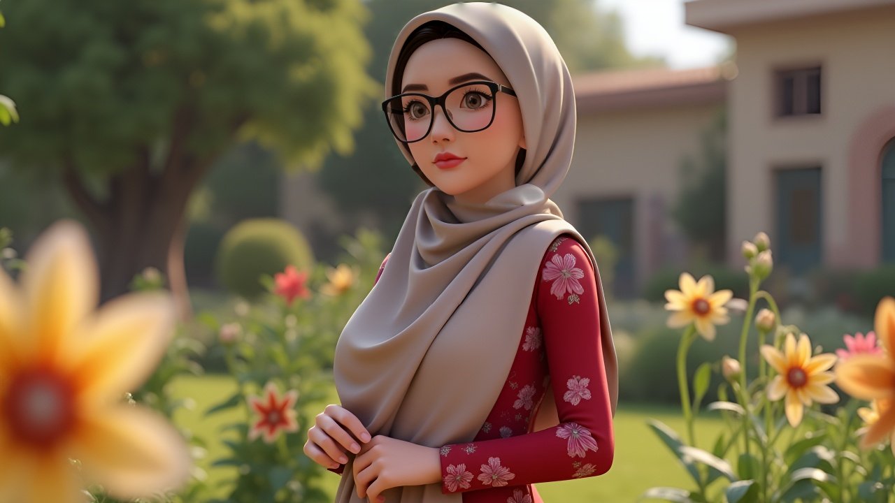 Karakter Bu Santi dalam film edukasi MILOQ sedang belajar di kelas SDN Sukarela