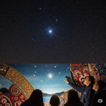 Anak-anak membuat karya seni bertema bintang Matariki di ruang kelas