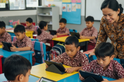 Anak belajar literasi digital di sekolah