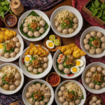 Beragam bakso khas Garut disajikan di meja, menampilkan kekayaan kuliner daera