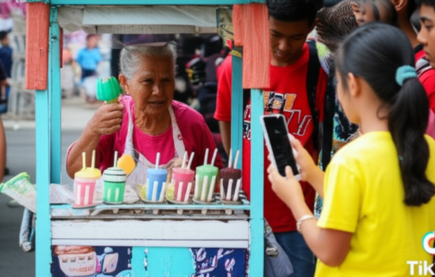 Nenek penjual es diborong pembeli di Pasar Ciamis