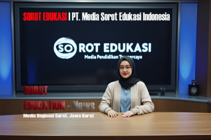 Penyiar Sorot Edukasi sedang melakukan live streaming saat peliputan langsung di lapangan