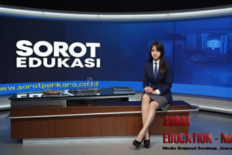 Nisa membawakan siaran langsung di studio Sorotperkara.co.id, media jaringan Sorot Edukasi