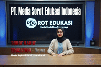 Nani Widia Ningsih membacakan berita live di Sorot Garut